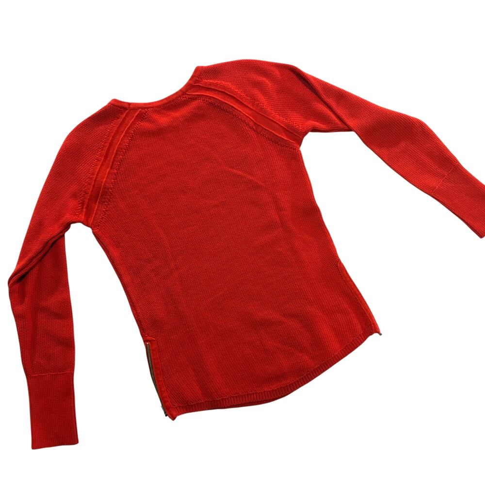Athleta Red Side Zip Split Hem Textured Knit Swea… - image 8